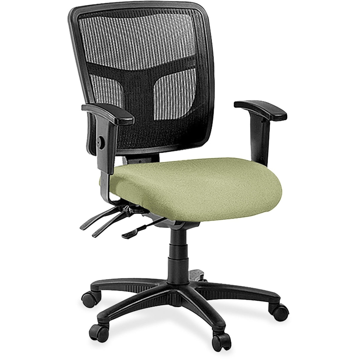 Lorell ErgoMesh Series Managerial Mesh Mid-Back Chair - Dillon Sage Seat Color - Vinyl Seat Material - Black Back Color 