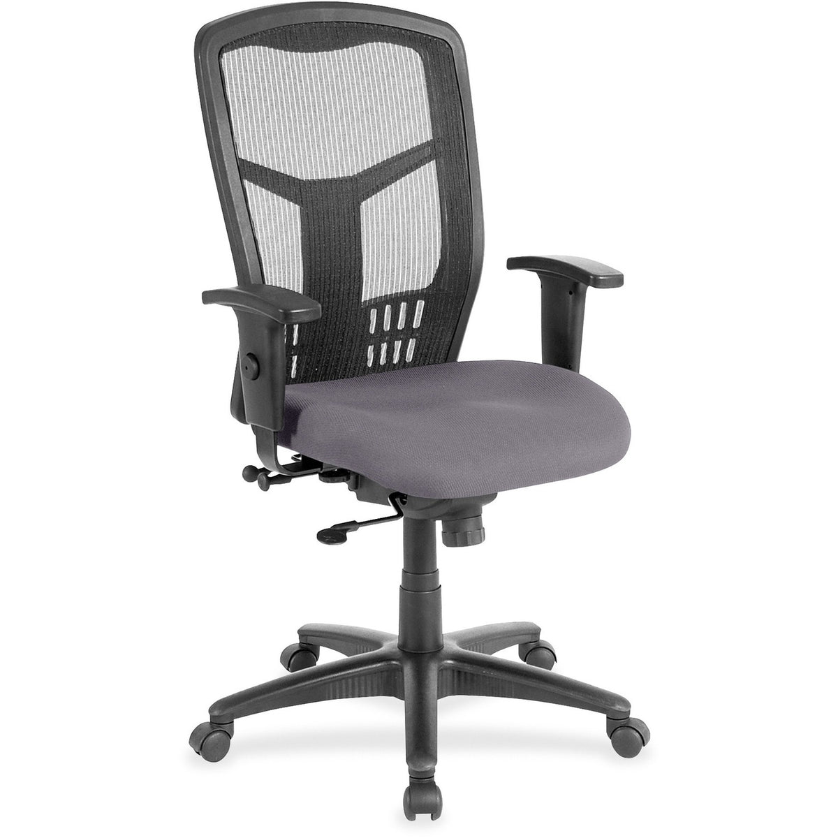 Lorell Executive Mesh High-back Swivel Chair - Canyon Carbon Seat Color - Vinyl Seat Material - Black Back Color - Mesh 