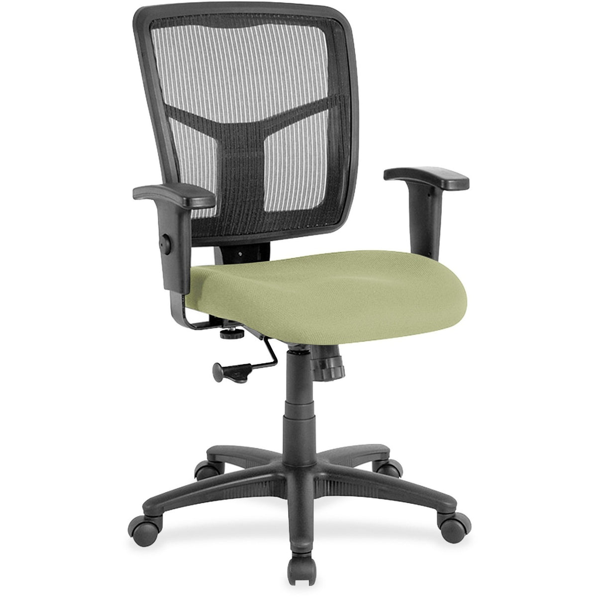 Lorell Ergomesh Managerial Mesh Mid-back Chair - Dillon Sage Seat Color - Vinyl Seat Material - Black Back Color - Mesh 