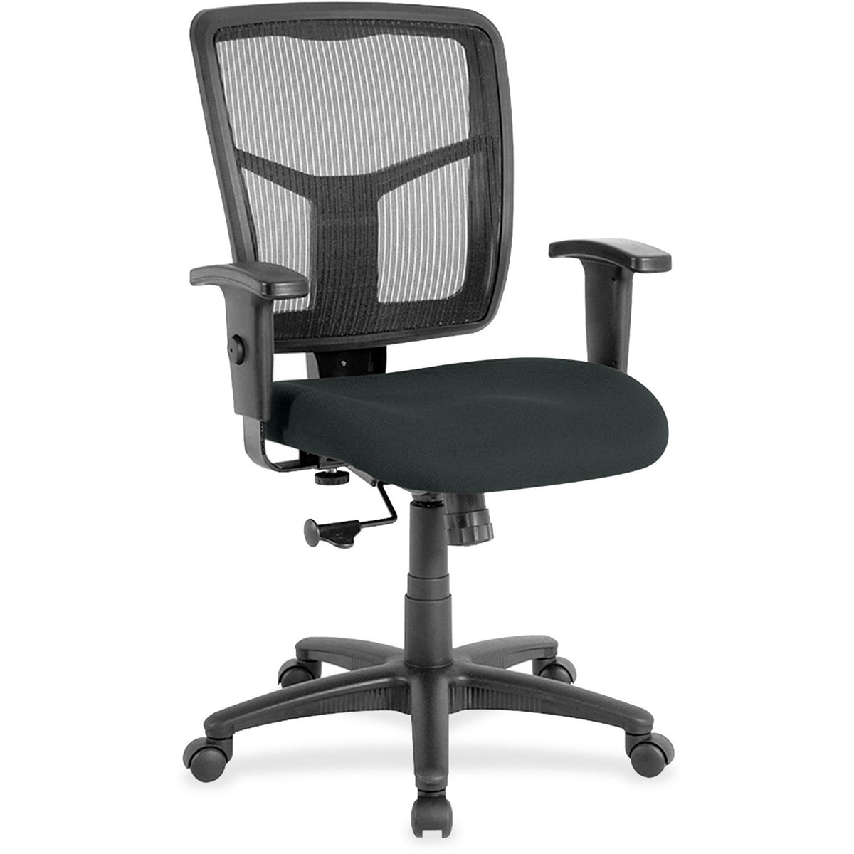 Lorell Ergomesh Managerial Mesh Mid-back Chair - Dillon Black Seat Color - Vinyl Seat Material - Black Back Color - Mesh