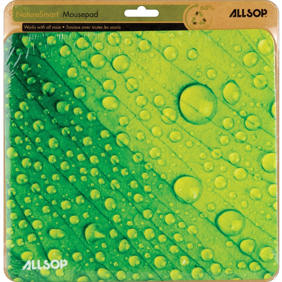 Allsop NatureSmart Image Mousepad - Leaf Raindrop - (31624) - Leaf Raindrop - 0.10" Height x 8.50" Width - Green, Red, W