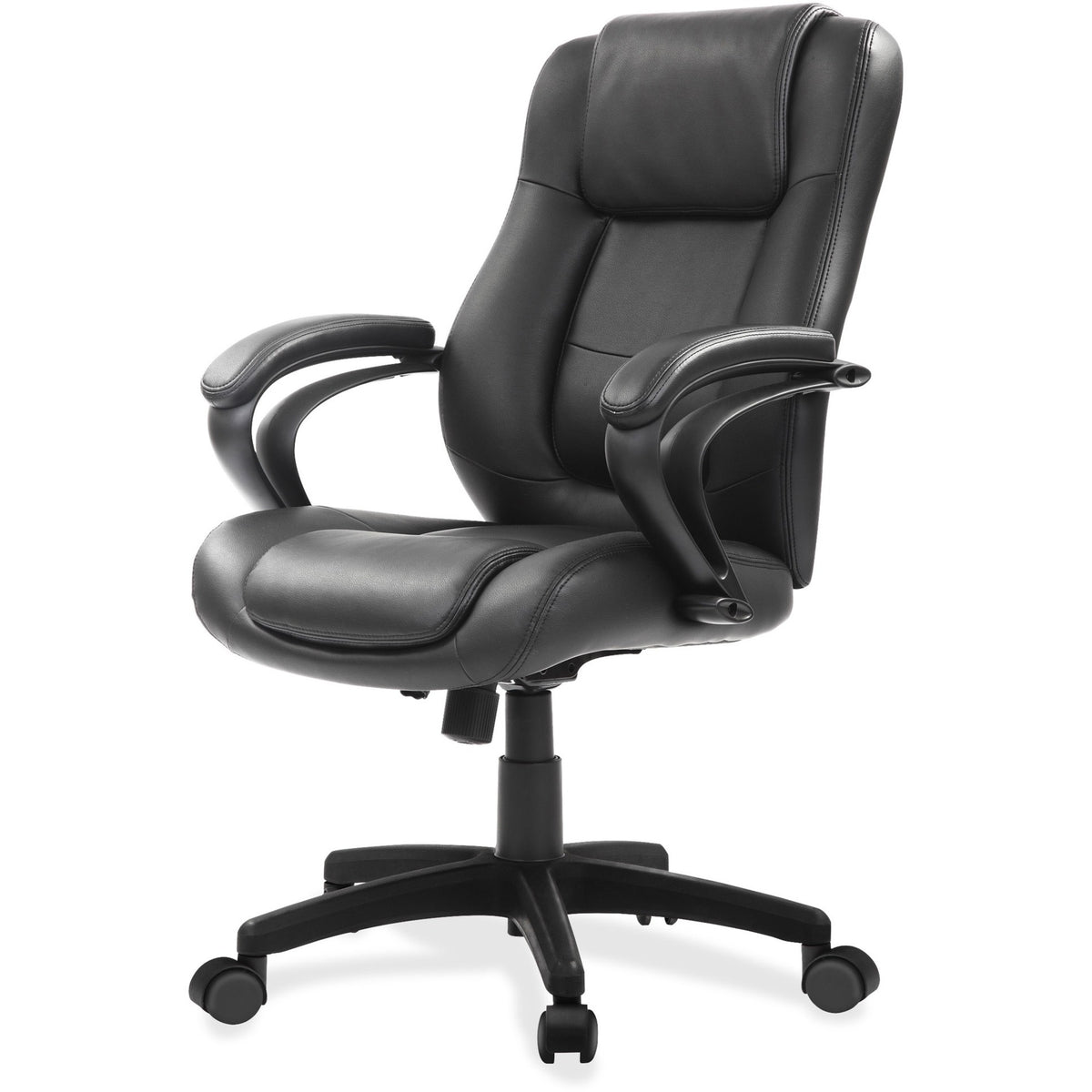 Eurotech Pembroke Mid Back Executive Chair - Black Seat Color - Bonded Leather Seat Material - Black Back Color - 1 Each
