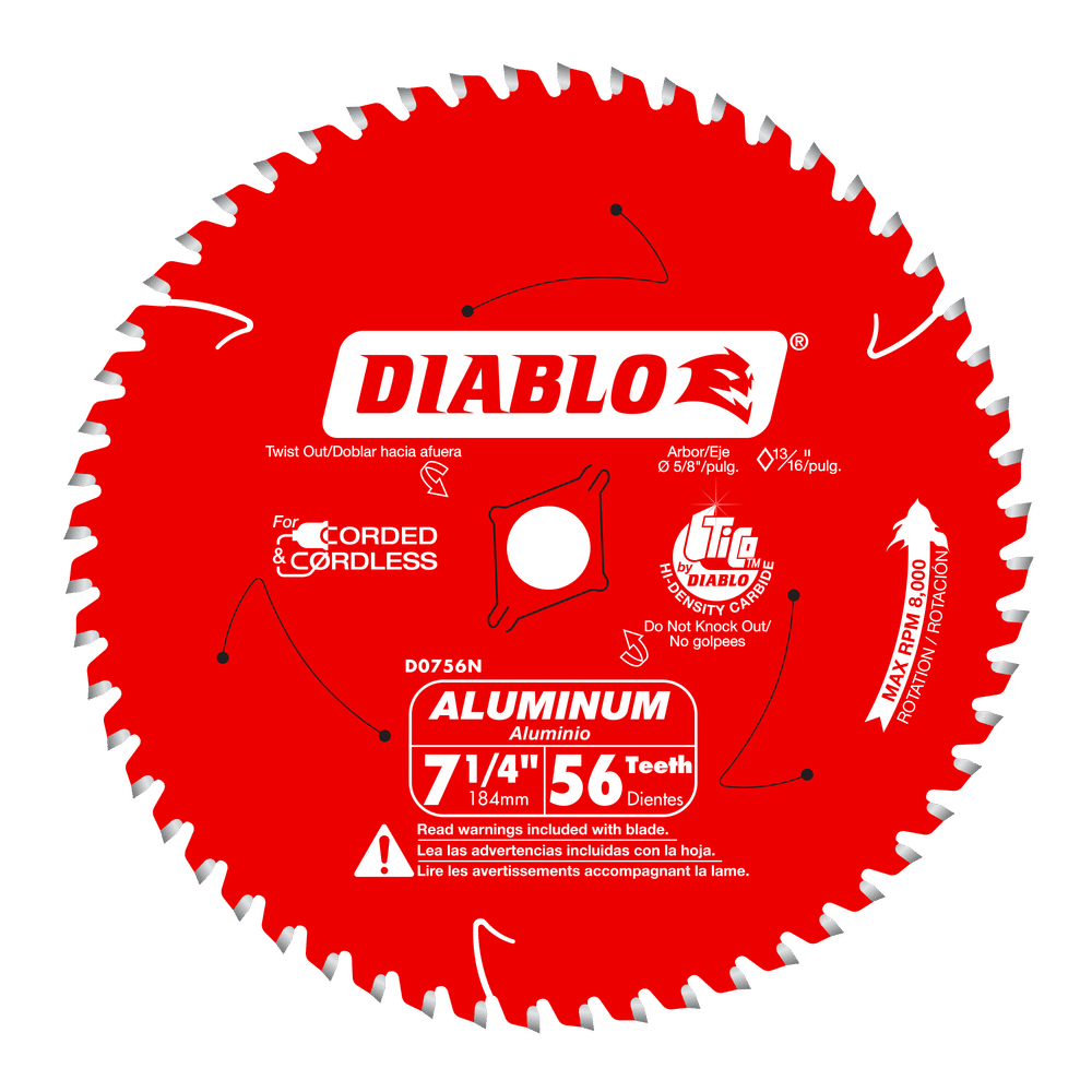Diablo 7-1/4 in. D X 5/8 in. TiCo Hi-Density Carbide Circular Saw Blade 56 teeth 1 pk