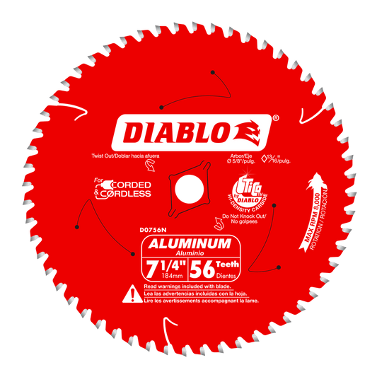 Diablo 7-1/4 in. D X 5/8 in. TiCo Hi-Density Carbide Circular Saw Blade 56 teeth 1 pk