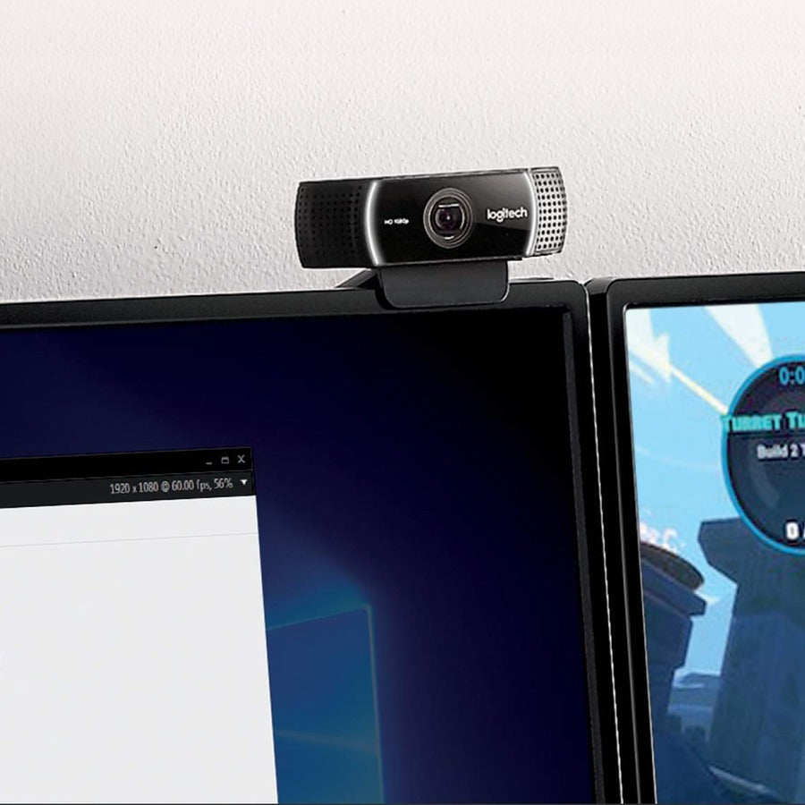 Logitech C922 Webcam - 2 Megapixel - 60 fps - USB 2.0 - 1 Each - 1920 x 1080 Video - Auto-focus - 78° Angle - 1.2x Digit