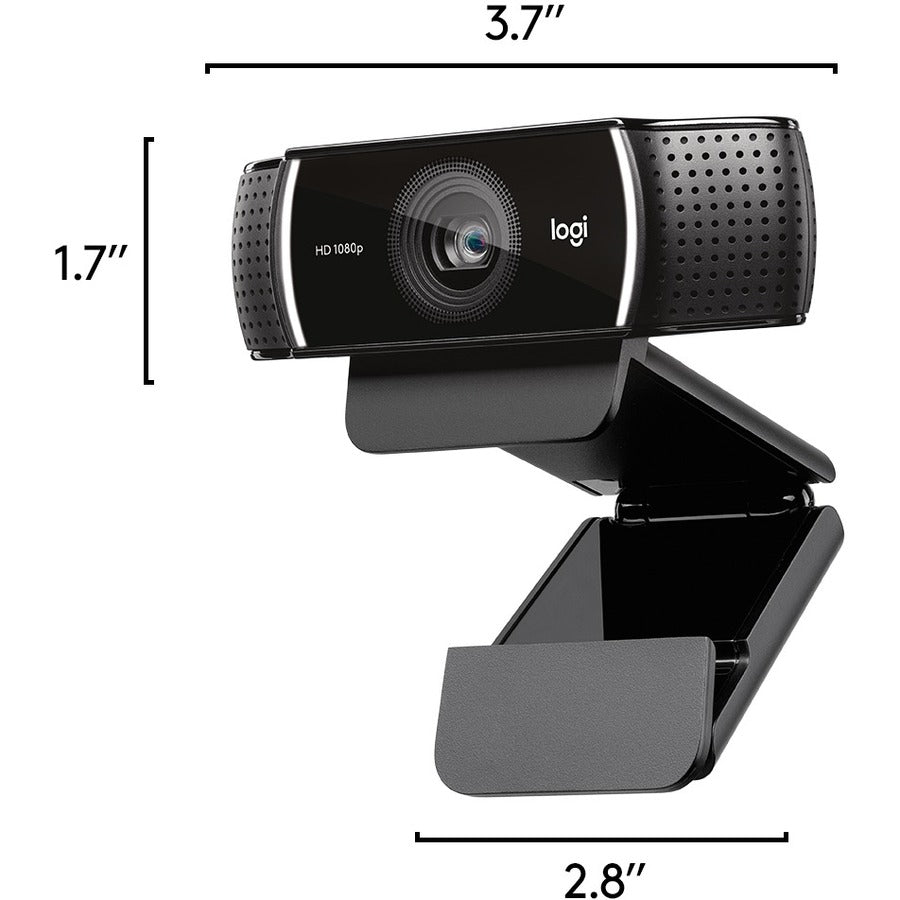 Logitech C922 Webcam - 2 Megapixel - 60 fps - USB 2.0 - 1 Each - 1920 x 1080 Video - Auto-focus - 78° Angle - 1.2x Digit