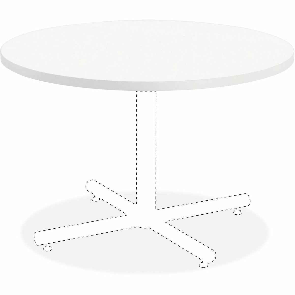 Lorell Hospitality Collection Tabletop - High Pressure Laminate (HPL) Round, White Top - 1.25" Table Top Thickness x 36"