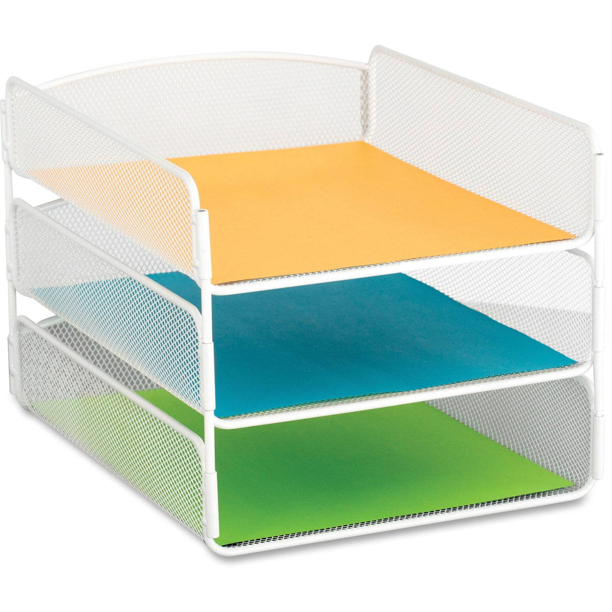 Safco Onyx Letter Tray - 3 Compartment(s) - 3 Tier(s) - 8" Height x 9.25" Width x 11.75" Depth - Desktop - White - Steel
