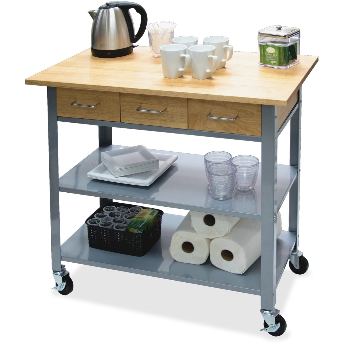 Vertiflex Countertop Serving Cart - Solid Wood - 34.25" Width x 19" Depth x 35.50" Height - Steel Frame - Assorted - 1 E