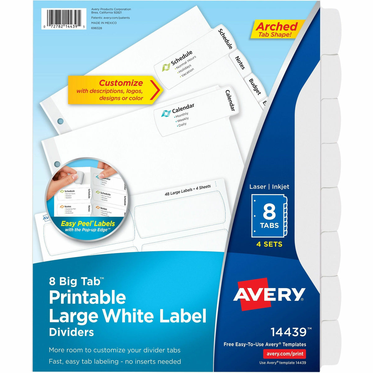 Avery® Big Tab Tab Divider - 32 x Divider(s) - 8 - 8 Tab(s)/Set - 8.5" Divider Width x 11" Divider Length - 3 Hole Punch