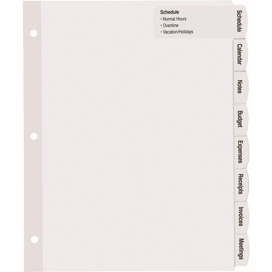 Avery® Big Tab Tab Divider - 32 x Divider(s) - 8 - 8 Tab(s)/Set - 8.5" Divider Width x 11" Divider Length - 3 Hole Punch
