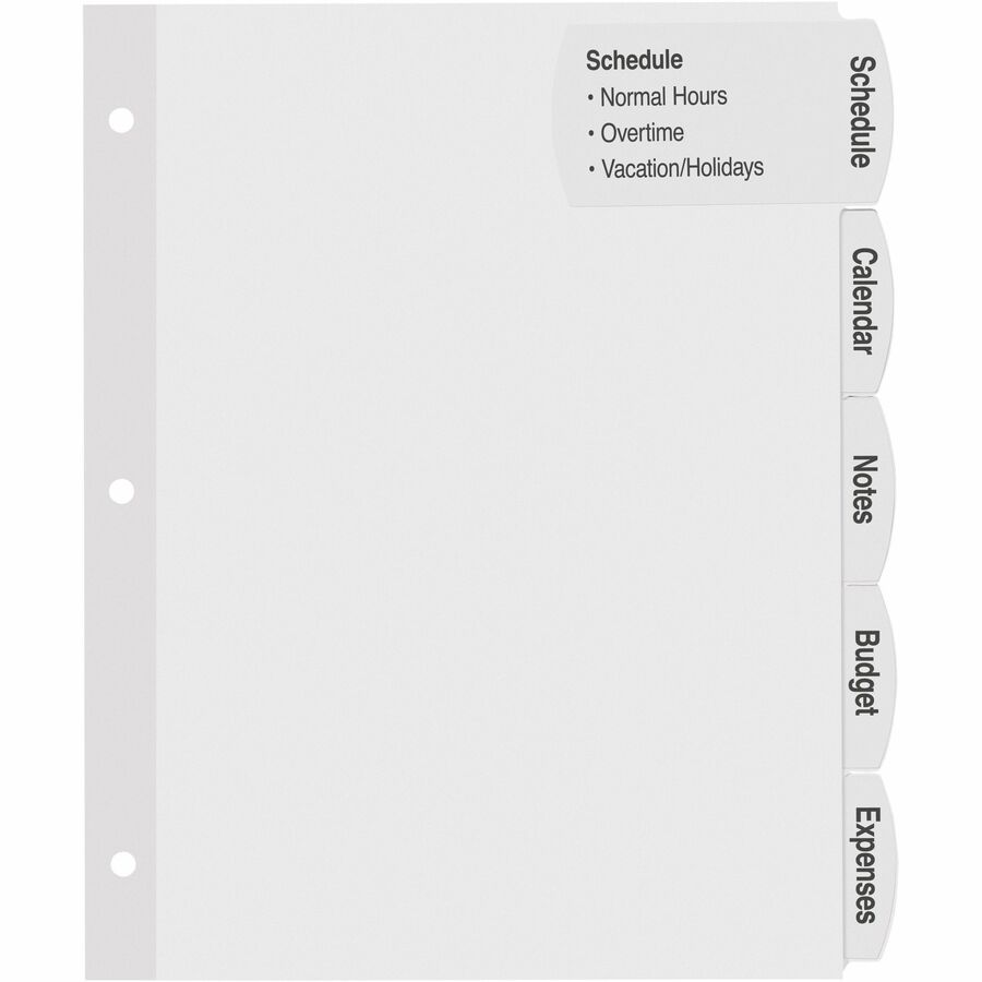 Avery® Big Tab Tab Divider - 100 x Divider(s) - 100 Tab(s) - 5 - 5 Tab(s)/Set - 8.5" Divider Width x 11" Divider Length 