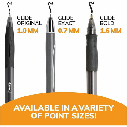 BIC Glide Bold - 1.6 mm Bold Pen Point - Refillable - Retractable - Blue Ink - Blue Barrel - Tungsten Carbide Tip - 36 /