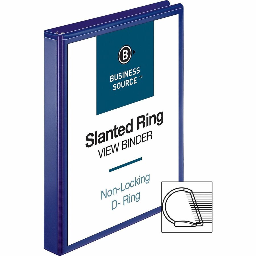 Business Source D-Ring View Binder - 1" Binder Capacity - Fastener: Slant D-Ring - Pocket: Internal - Navy - 1 Each