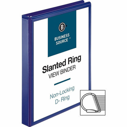 Business Source D-Ring View Binder - 1" Binder Capacity - Fastener: Slant D-Ring - Pocket: Internal - Navy - 1 Each