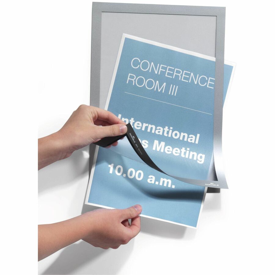 DURABLE Duraframe Magnetic Self-adhesive Frame - 11" x 8.50" Frame Size - Rectangle - Horizontal, Vertical - 2 / Pack