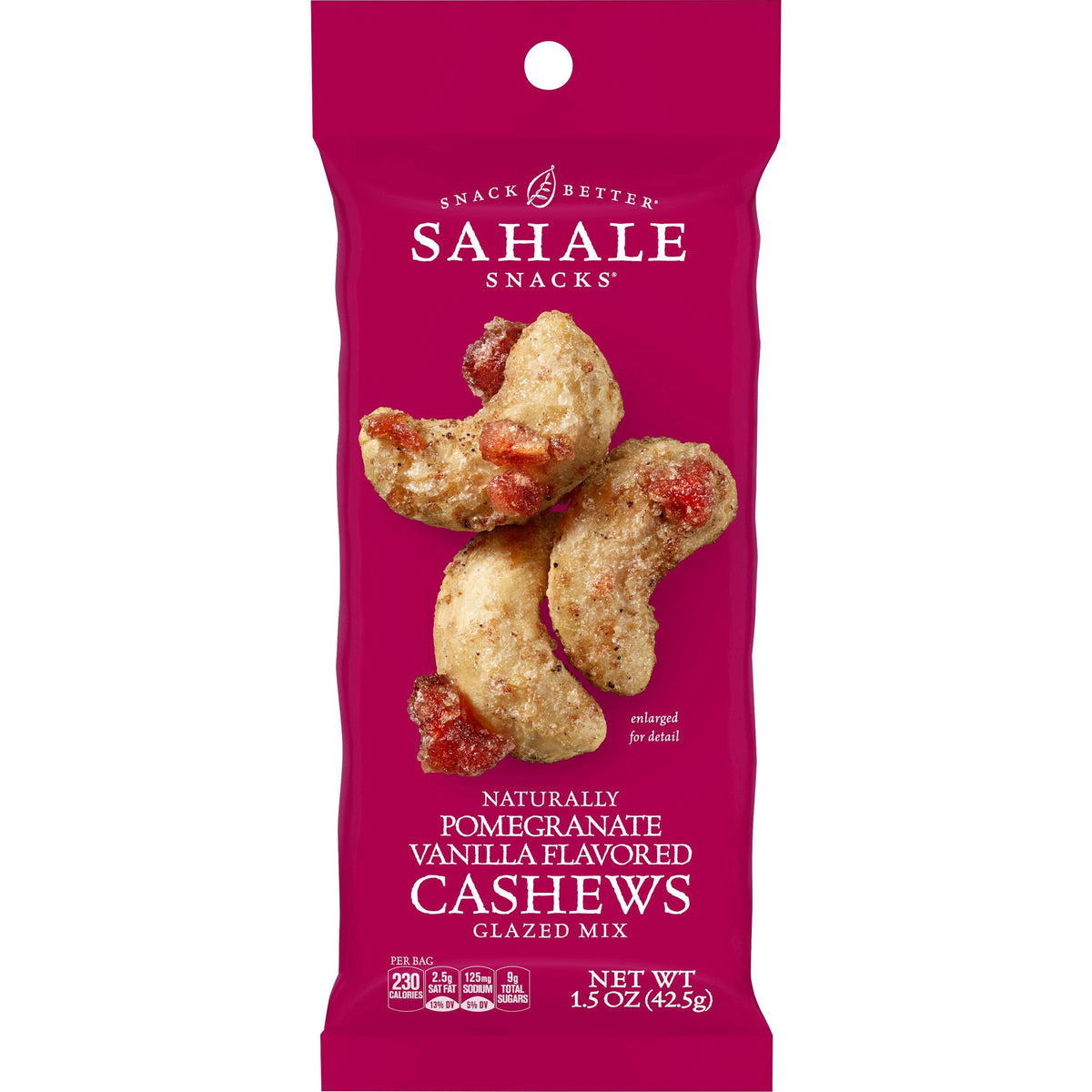 Sahale Snacks Pomegranate/Vanilla Cashews Glazed Snack Mix - Non-GMO, Gluten-free - Cashew, Pomegranate, Vanilla - 1.50 