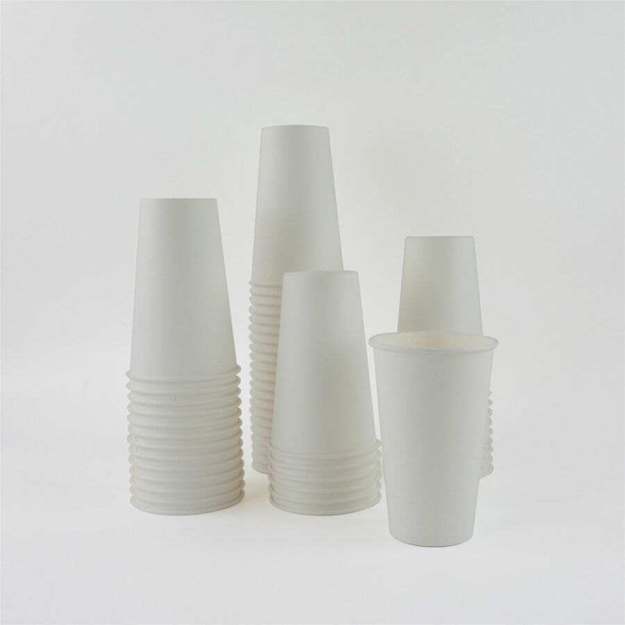 Genuine Joe 16 oz Disposable Hot Cups - 16 fl oz - White - Polyethylene - 20 / Carton