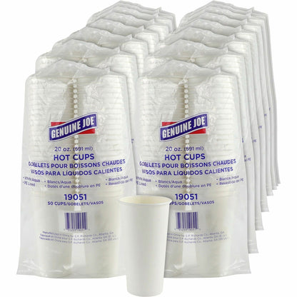 Genuine Joe 20 oz Disposable Hot Cups - 20 fl oz - White - Polyethylene - 20 / Carton