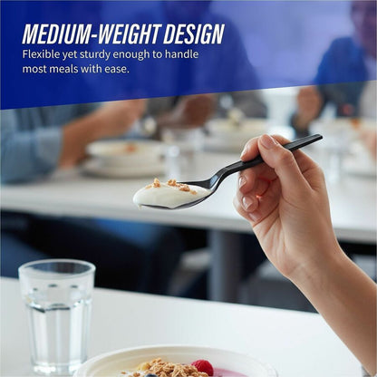 Genuine Joe Medium-Heavyweight Plastic Spoon - 1 Piece(s) - Spoon - 1 x Spoon - Disposable - Textured - Black - 1 Carton