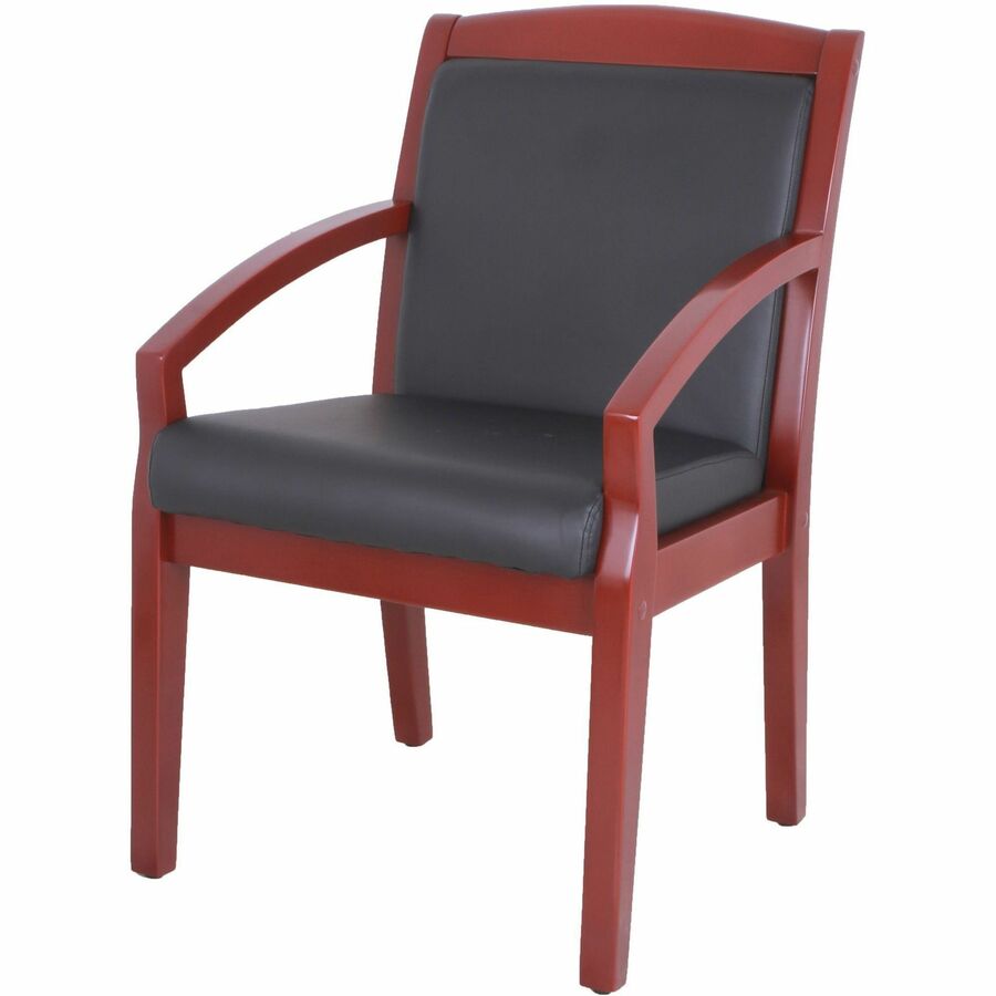 Lorell Sloping Arms Wood Frame Guest Chair - Black Seat Color - Bonded Leather Seat Material - Black Back Color - 1 Each