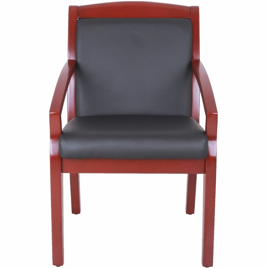 Lorell Sloping Arms Wood Frame Guest Chair - Black Seat Color - Bonded Leather Seat Material - Black Back Color - 1 Each