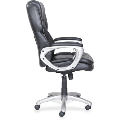 Lorell Wellness by Design Accucel Executive Office Chair - Black Seat Color - Bonded Leather Seat Material - Black Back 