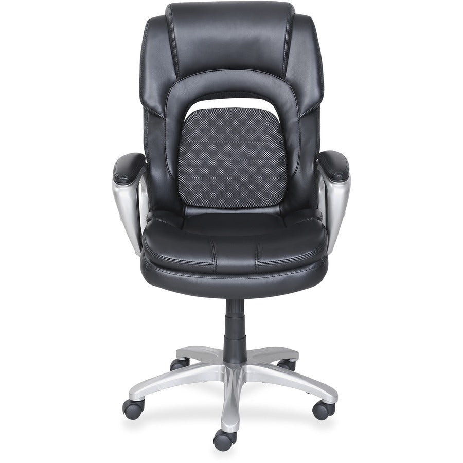 Lorell Wellness by Design Accucel Executive Office Chair - Black Seat Color - Bonded Leather Seat Material - Black Back 