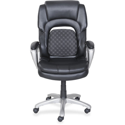 Lorell Wellness by Design Accucel Executive Office Chair - Black Seat Color - Bonded Leather Seat Material - Black Back 