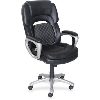 Lorell Wellness by Design Accucel Executive Office Chair - Black Seat Color - Bonded Leather Seat Material - Black Back 