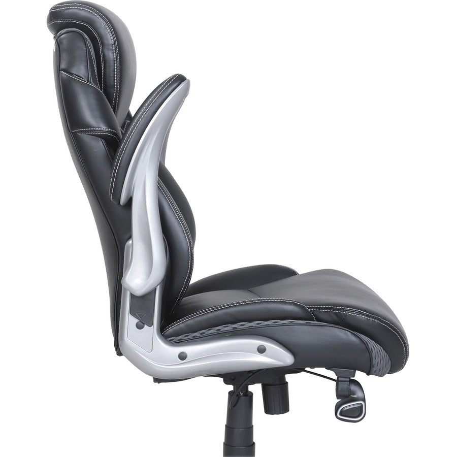 Lorell Wellness by Design Mesh Executive Office Chair - Black Seat Color - Bonded Leather Seat Material - Black Back Col
