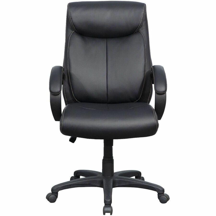 Lorell Executive High-Back Office Chair - Black Seat Color - Bonded Leather Seat Material - Black Back Color - Bonded Le