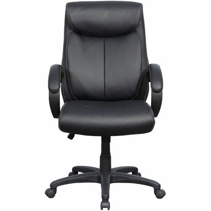 Lorell Executive High-Back Office Chair - Black Seat Color - Bonded Leather Seat Material - Black Back Color - Bonded Le