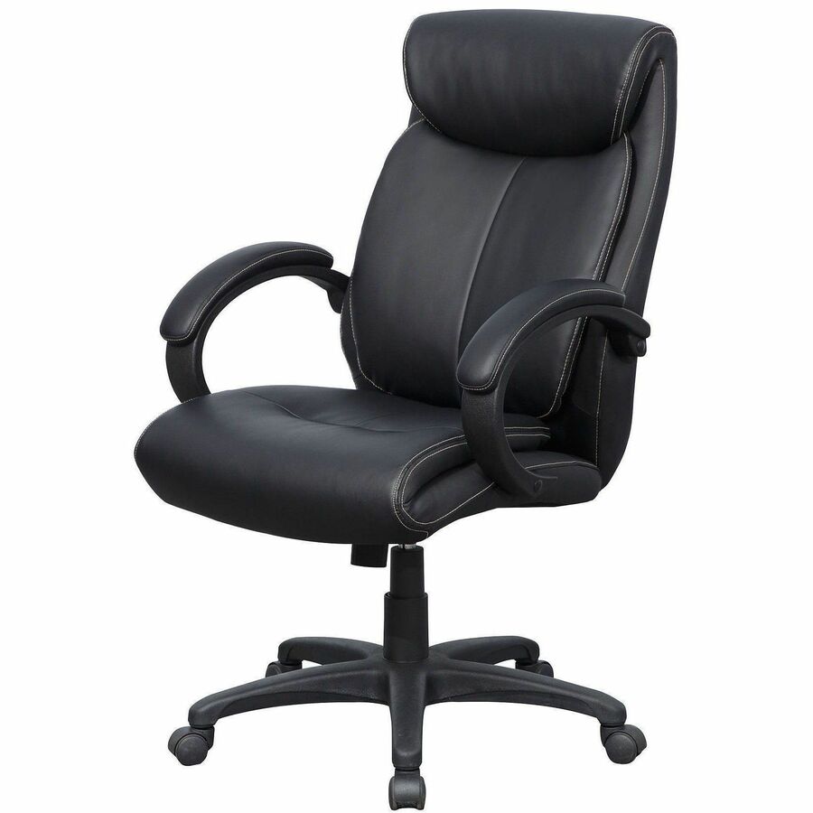 Lorell Executive High-Back Office Chair - Black Seat Color - Bonded Leather Seat Material - Black Back Color - Bonded Le