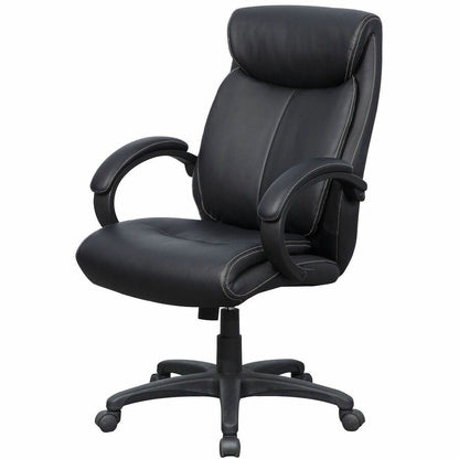 Lorell Executive High-Back Office Chair - Black Seat Color - Bonded Leather Seat Material - Black Back Color - Bonded Le