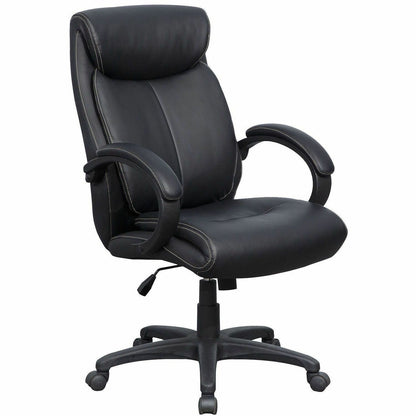 Lorell Executive High-Back Office Chair - Black Seat Color - Bonded Leather Seat Material - Black Back Color - Bonded Le