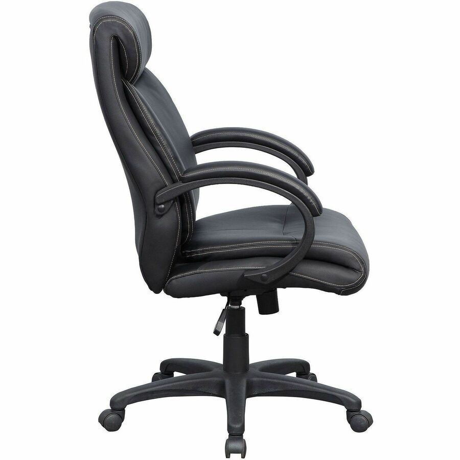 Lorell Executive High-Back Office Chair - Black Seat Color - Bonded Leather Seat Material - Black Back Color - Bonded Le