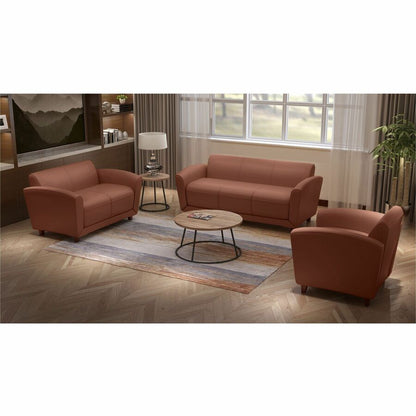 Lorell Accession Club Chair - Four-legged Base - Tan - Bonded Leather - Armrest - 1 Each