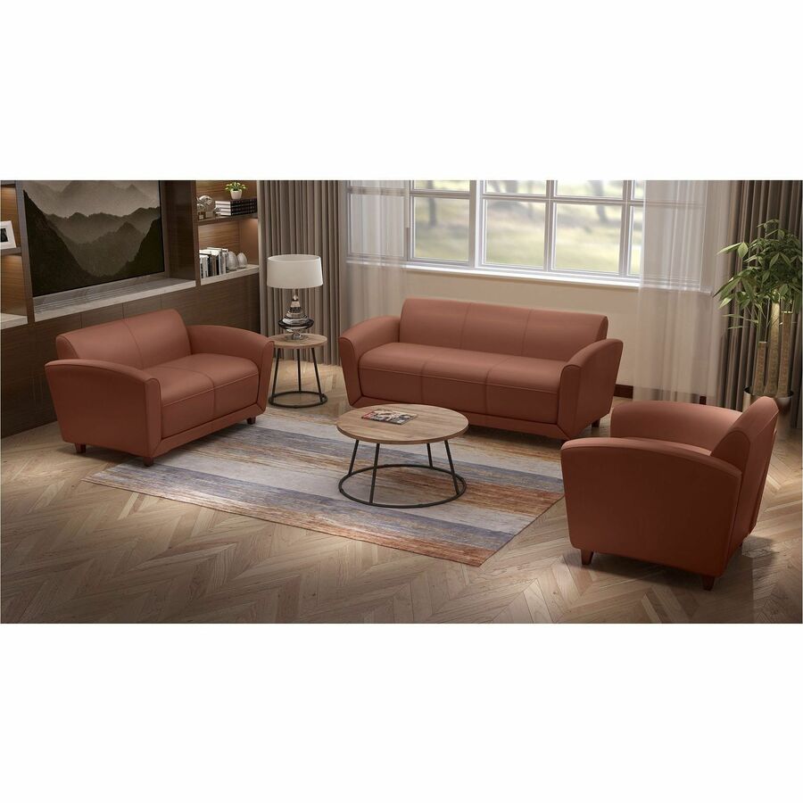 Lorell Accession Club Chair - Four-legged Base - Tan - Bonded Leather - Armrest - 1 Each
