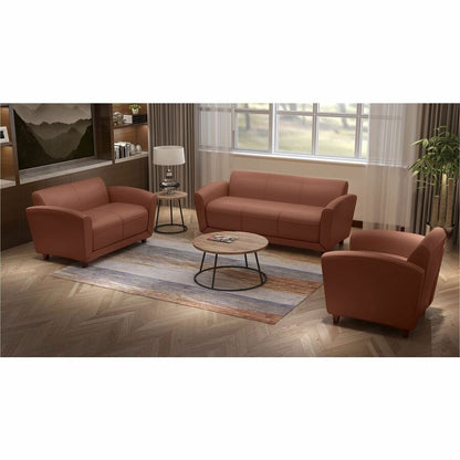 Lorell Accession Club Chair - Four-legged Base - Tan - Bonded Leather - Armrest - 1 Each
