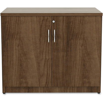Lorell Essentials Series 2-Door Storage Cabinet - 36" Width x 22.5" Depth x 29.5" Height - Glide, Lockable - Walnut - La