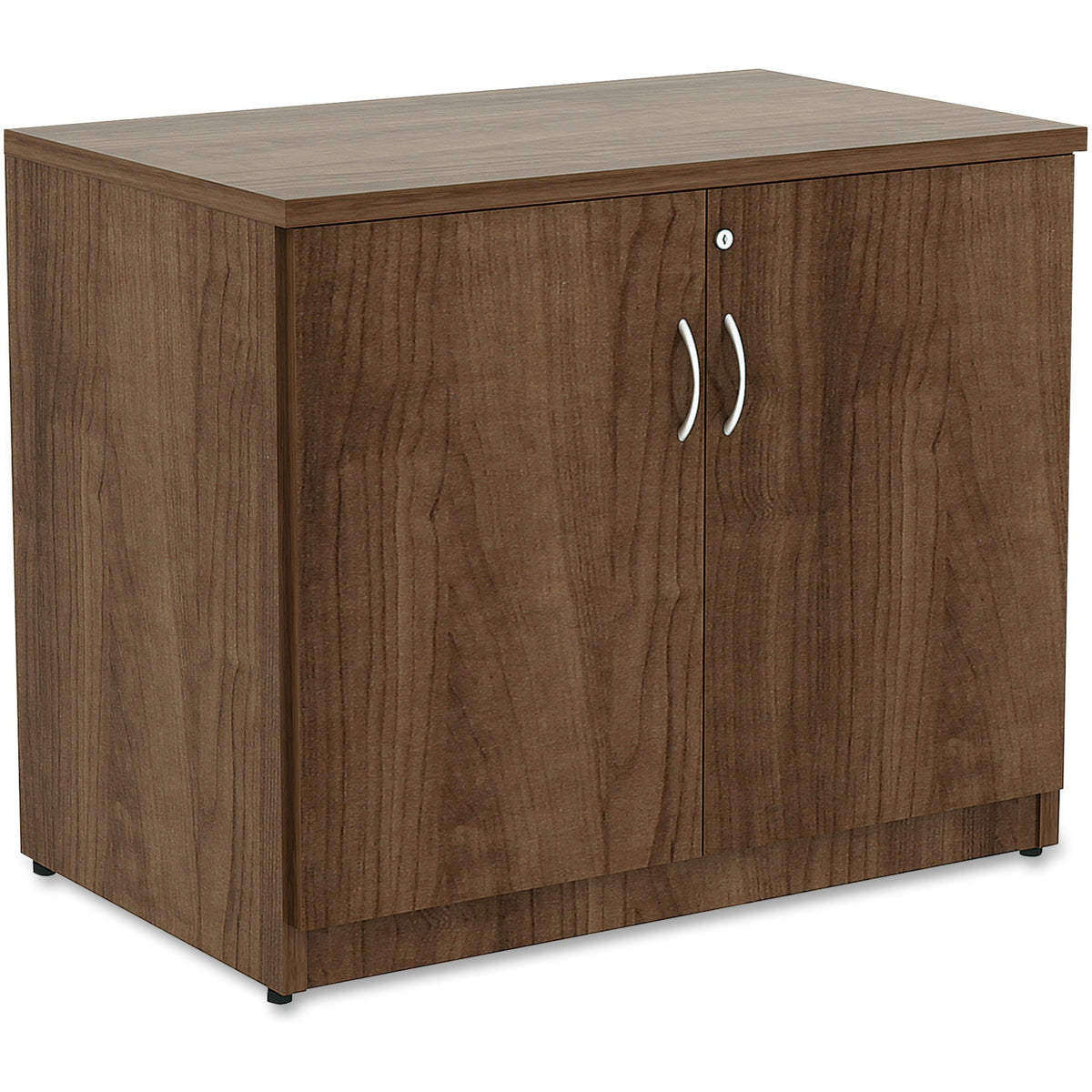 Lorell Essentials Series 2-Door Storage Cabinet - 36" Width x 22.5" Depth x 29.5" Height - Glide, Lockable - Walnut - La