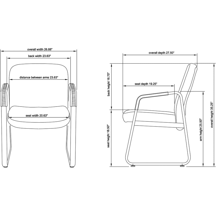 Lorell Deluxe Guest Seating Big & Tall Guest Chair with Arms - Leather, Plywood Seat Material - Leather, Plywood Back Ma