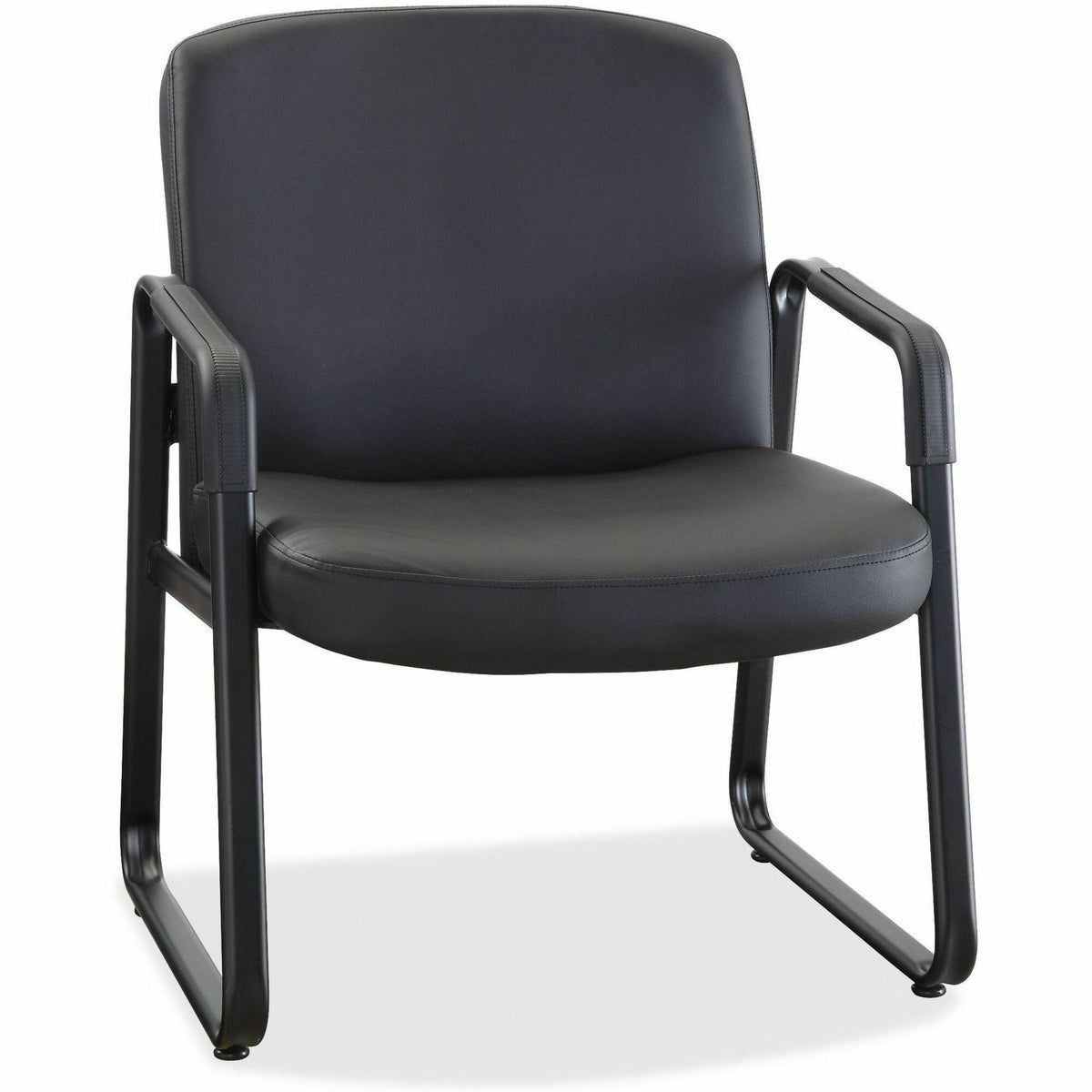 Lorell Deluxe Guest Seating Big & Tall Guest Chair with Arms - Leather, Plywood Seat Material - Leather, Plywood Back Ma
