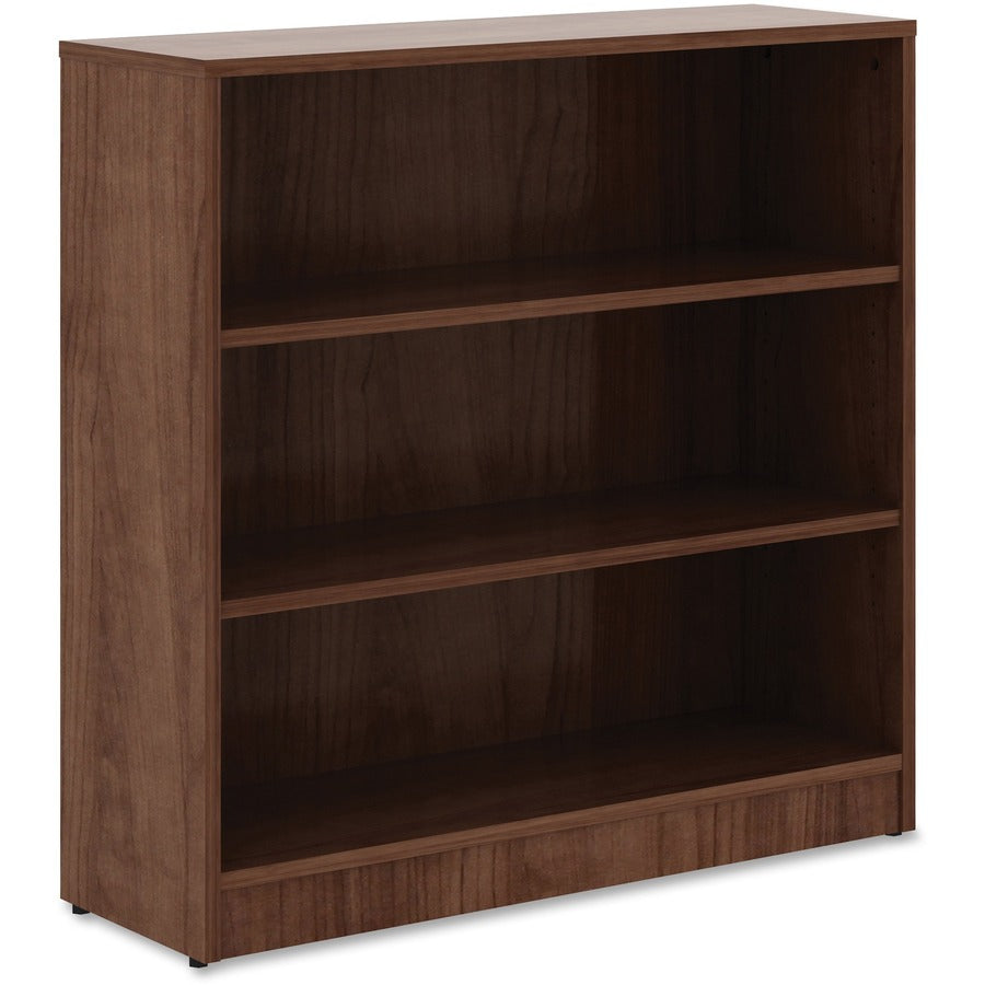 Lorell Laminate Bookcase - 3 Shelf(ves) - 36" Height x 36" Width x 12" Depth - Sturdy, Adjustable Feet, Adjustable Shelf