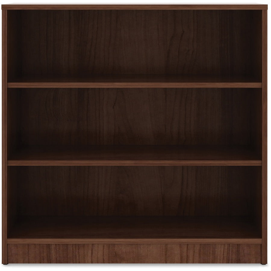 Lorell Laminate Bookcase - 3 Shelf(ves) - 36" Height x 36" Width x 12" Depth - Sturdy, Adjustable Feet, Adjustable Shelf