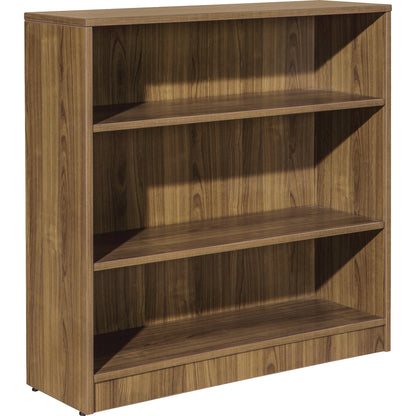 Lorell Laminate Bookcase - 3 Shelf(ves) - 36" Height x 36" Width x 12" Depth - Sturdy, Adjustable Feet, Adjustable Shelf