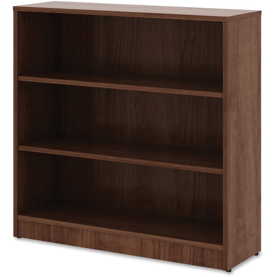 Lorell Laminate Bookcase - 3 Shelf(ves) - 36" Height x 36" Width x 12" Depth - Sturdy, Adjustable Feet, Adjustable Shelf