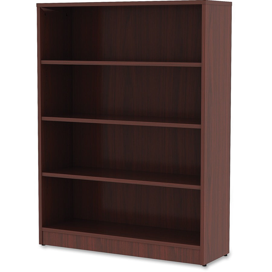 Lorell Laminate Bookcase - 4 Shelf(ves) - 48" Height x 36" Width x 12" Depth - Sturdy, Adjustable Feet, Adjustable Shelf
