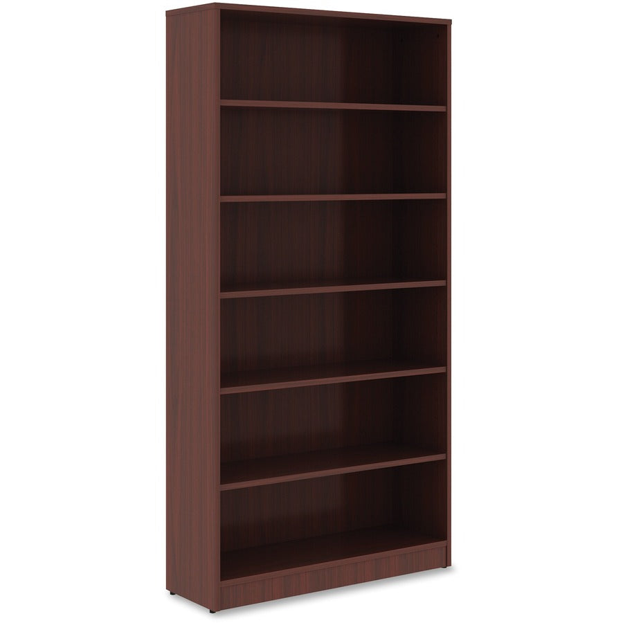 Lorell Laminate Bookcase - 6 Shelf(ves) - 72" Height x 36" Width x 12" Depth - Sturdy, Adjustable Feet, Adjustable Shelf